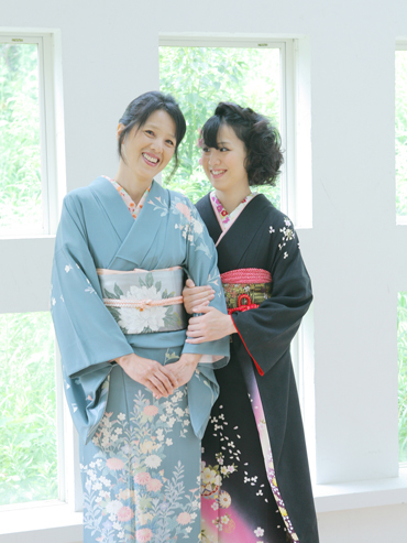 母の訪問着と娘の振袖で前撮り
